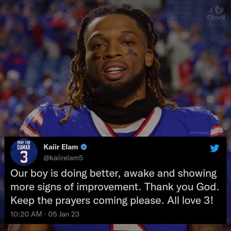 B Kaiir Elam v kailrelam Our boy is doing better awake and showing more signs of improvement Thank you God Keep the prayers coming please All love 3 1020 AM 05 Jan 23 t i N