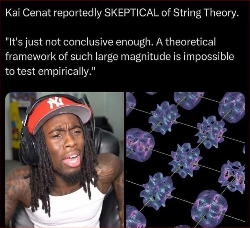 Kai Cenat reportedly SKEPTICAL of String Theory Its just not conclusive enough A theoretical framework of such large magnitude is impossible to test empirically