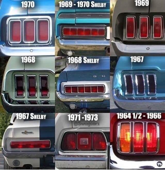1970; 1969 - 1970 Shelby; 1969; 1968; 1968 Shelby; 1967; 1967 Shelby; 1971 - 1973; 1964 1/2 - 1966; 1967 Shelby