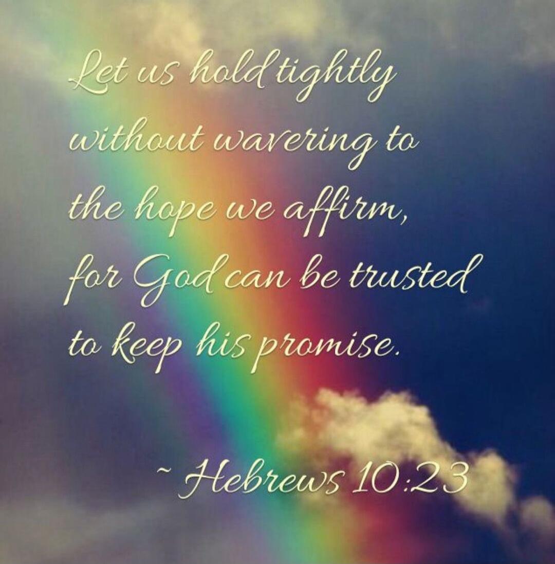 Let us hold tightly without wavering to the hope we affirm, for God can be trusted to keep his promise. ~ Hebrews 10:23