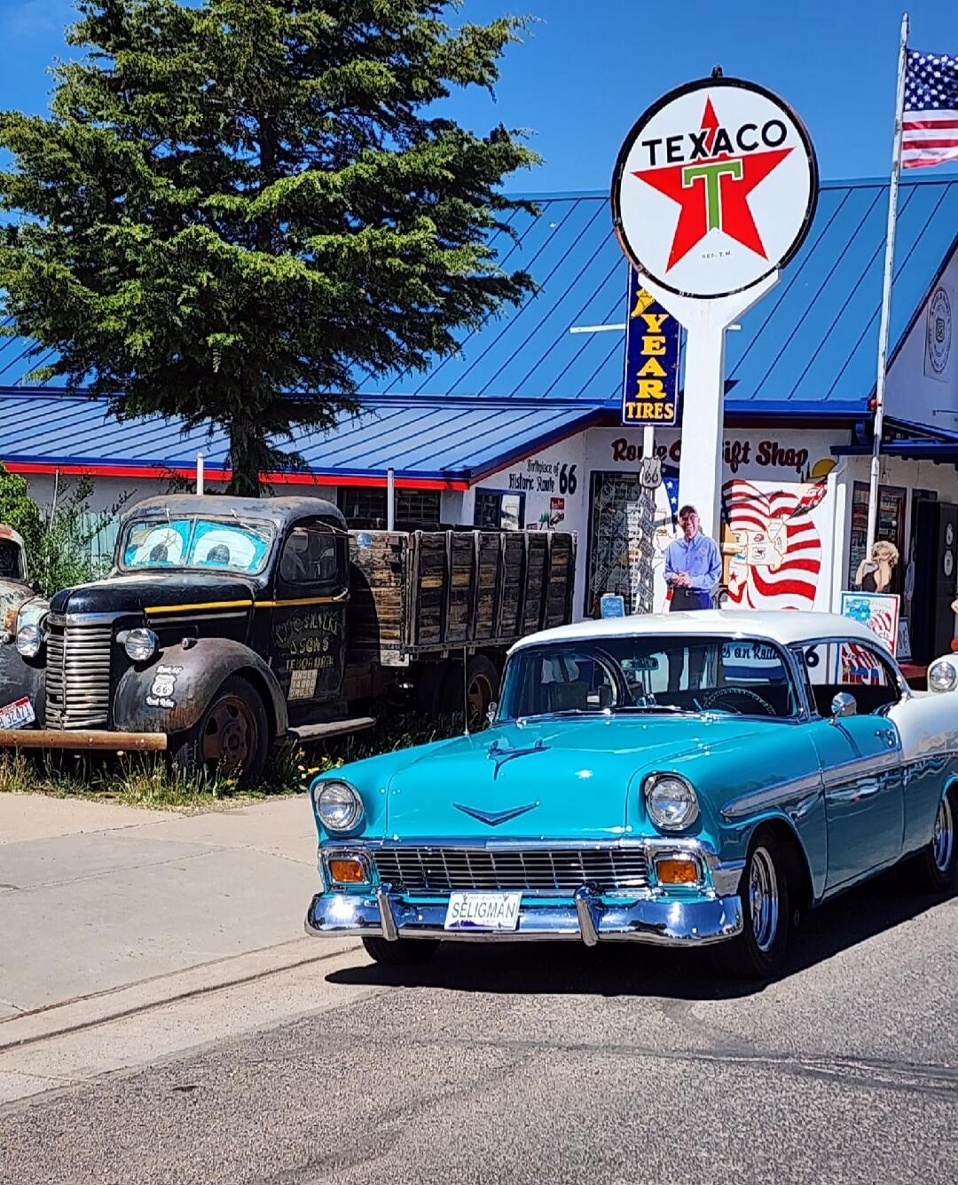 TEXACO GOODYEAR TIRES Route 66 Gift Shop Birthplace of Historic Route 66 SELIGMAN MATER'S TOWING & SALVAGE