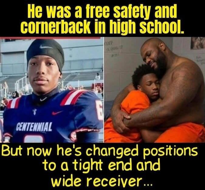 He was a free safety and cornerback in high school. But now he's changed positions to a tight end and wide receiver...