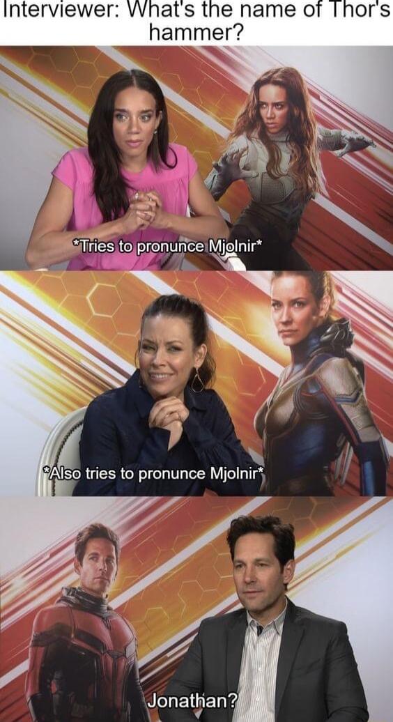 Interviewer VWWhats the name of Ihors _hammer Also tries to pronunce Mjolnir