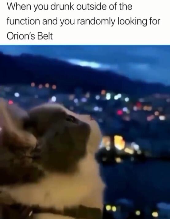 When you drunk outside of the function and you randomly looking for Orions Belt