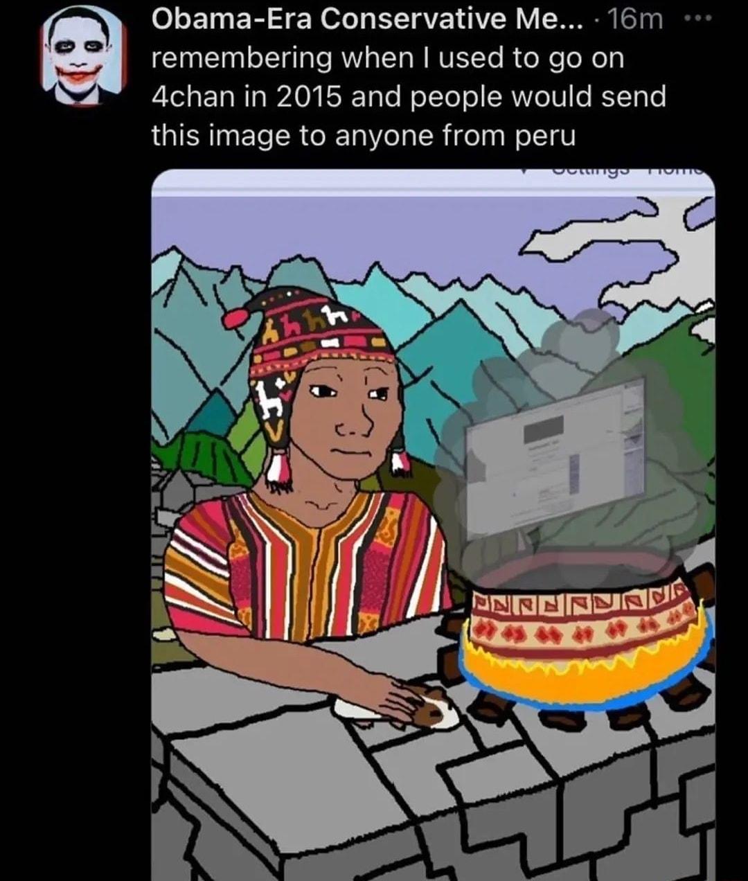el ETNER SE Koy EETTE VN VNN e remembering when used to go on 4chan in 2015 and people would send this image to anyone from peru