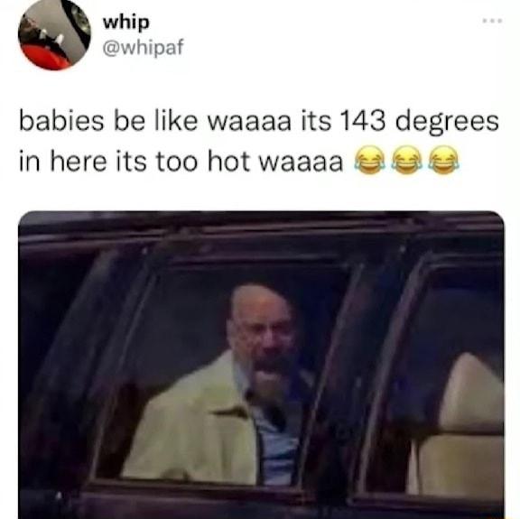 babies be like waaaa its 143 degrees in here its too hot waaaa 2