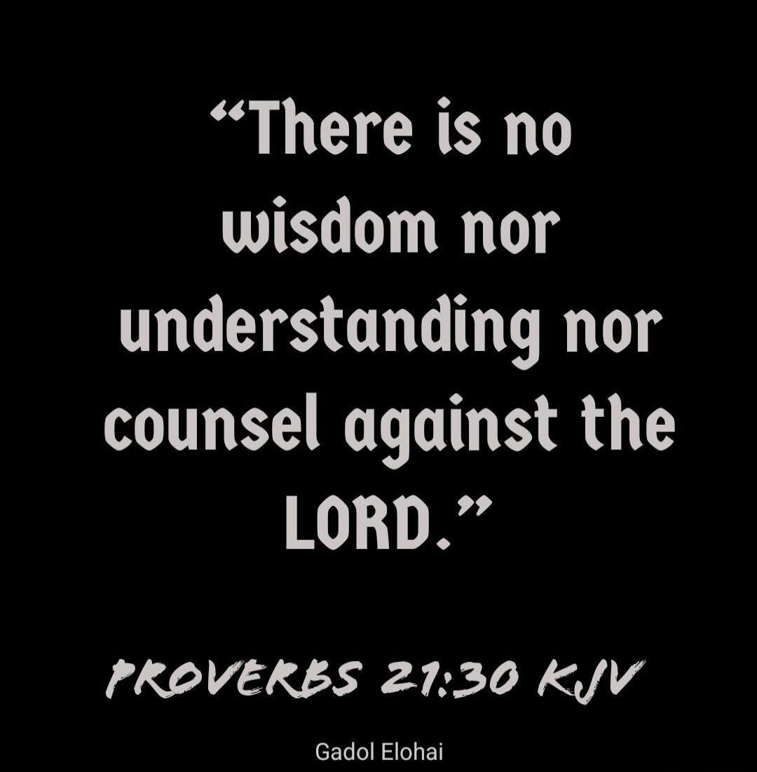 There is no wisdom nor understanding nor counsel against the LORD. PROVERBS 21:30 KJV Gadol Elohai