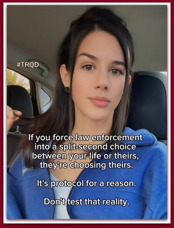 If you force law enforcement into a split-second choice between your life or theirs, they're choosing theirs. It's protocol for a reason. Don't test that reality.