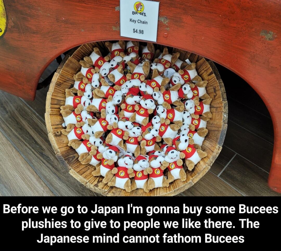 Before we go to Japan Im gonna buy some Bucees plushies to give to people we like there The Japanese mind cannot fathom Bucees