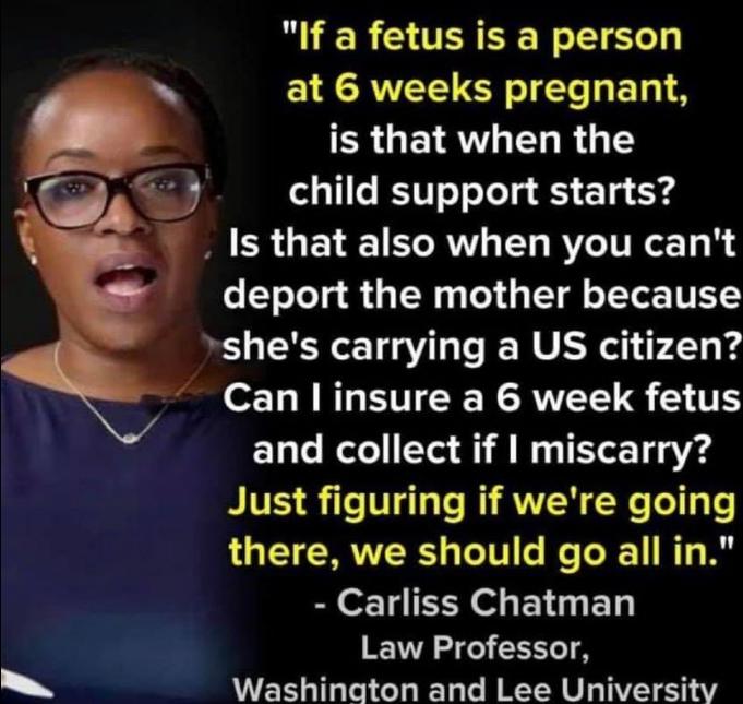If a fetus is a person at 6 weeks pregnant ERGETRW T R g2 g 11 B e o Lol 5 E1a 554 Is that also when you cant deport the mother because rshes carrying a US citizen Canlinsure a 6 week fetus E1ale ole UTor Ol W0 T 149 VA4 Just figuring if were going there we should go all in B of14 XY o Y ETy Law Professor L Washinaton and Lee University