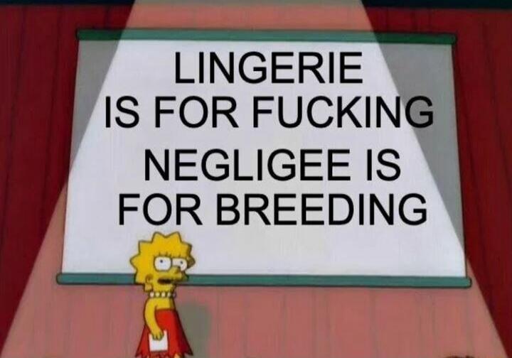 LINGERIE IS FOR FUCKING NEGLIGEE IS FOR BREEDING