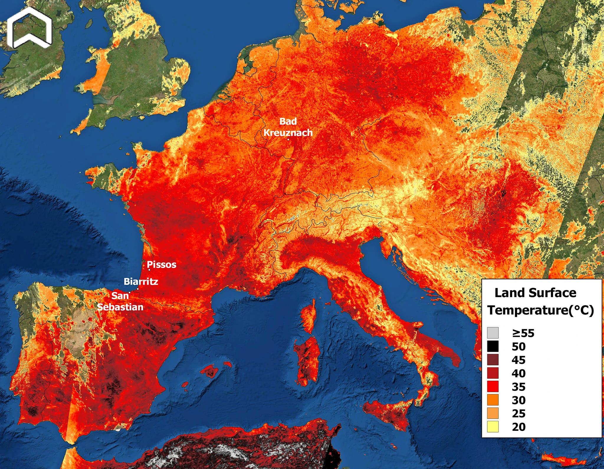 Pissos Biarritz Land Surface TemperatureC 55 50 45 40 35 30 25 20