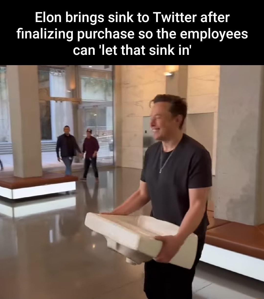 Elon brings sink to Twitter after finalizing purchase so the employees UNERGEES LN