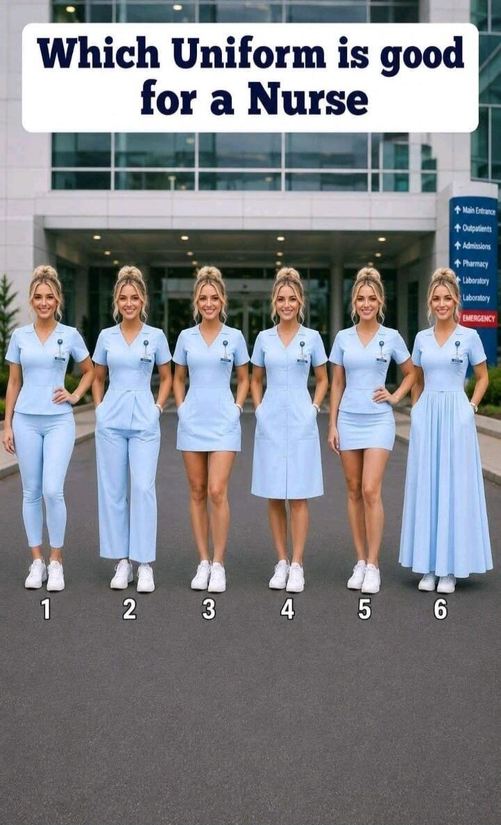 Which Uniform is good for a Nurse. Main Entrance, Outpatients, Admissions, Pharmacy, Laboratory, EMERGENCY. 1 2 3 4 5 6