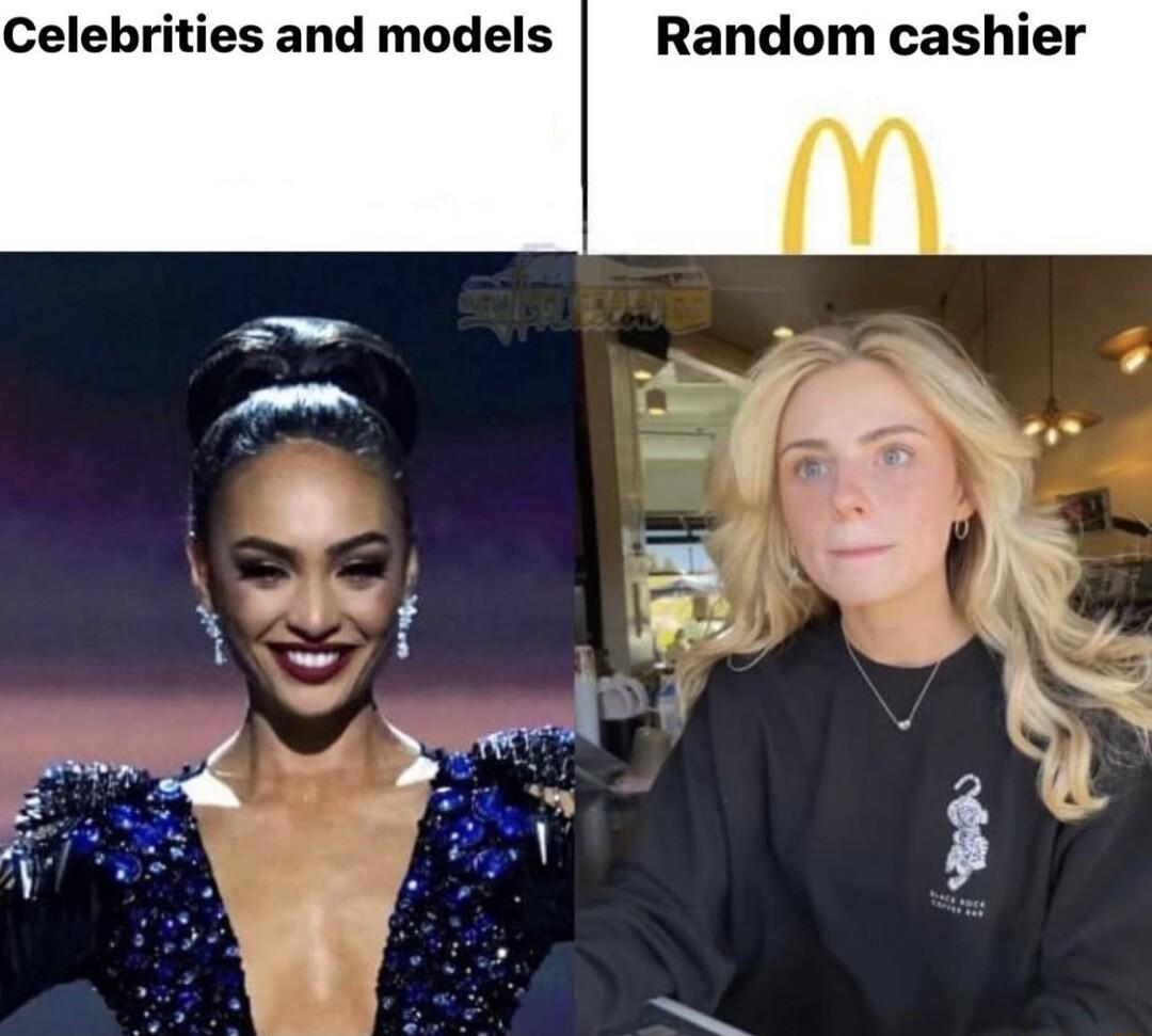 Celebrities and models Random cashier