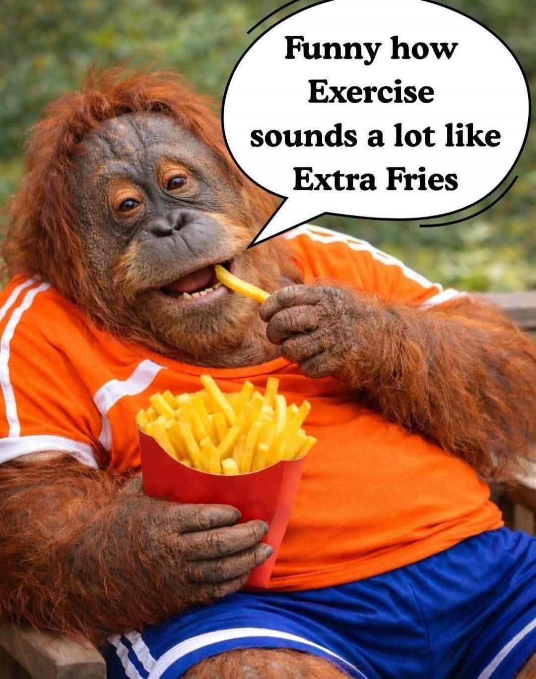 Funny how Exercise sounds a lot like Extra Fries