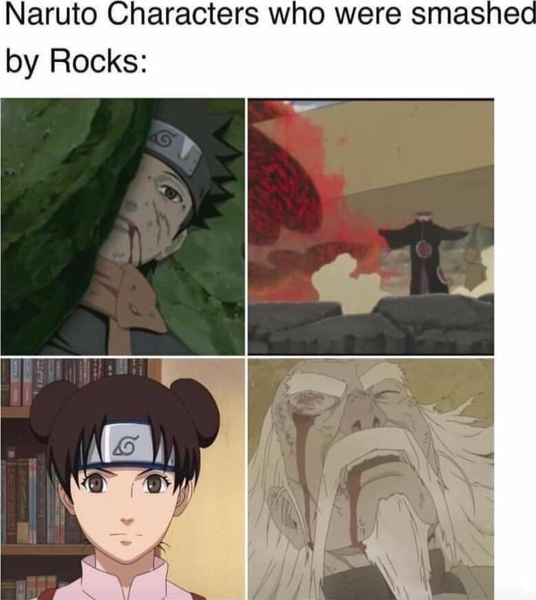 Naruto Characters who were smashed by Rocks