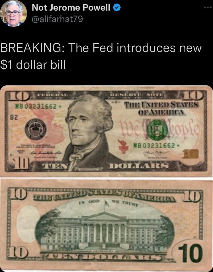 Not Jerome Powell EINETEvE BREAKING The Fed introduces new 1 dollar bill