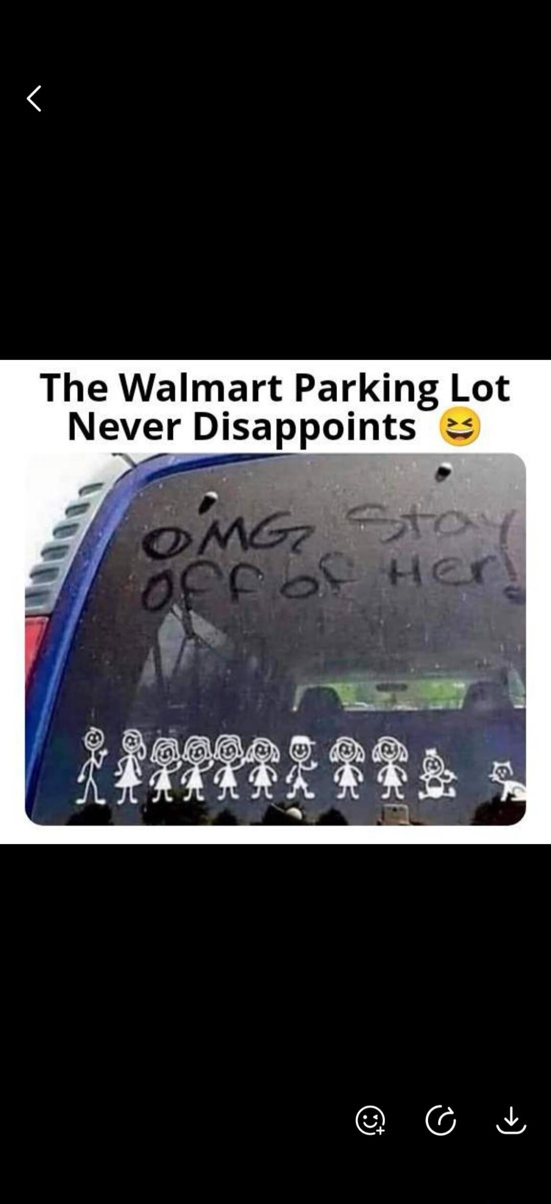 The Walmart Parking Lot Never Disappoints. OMG! Stay OFF OF HER!