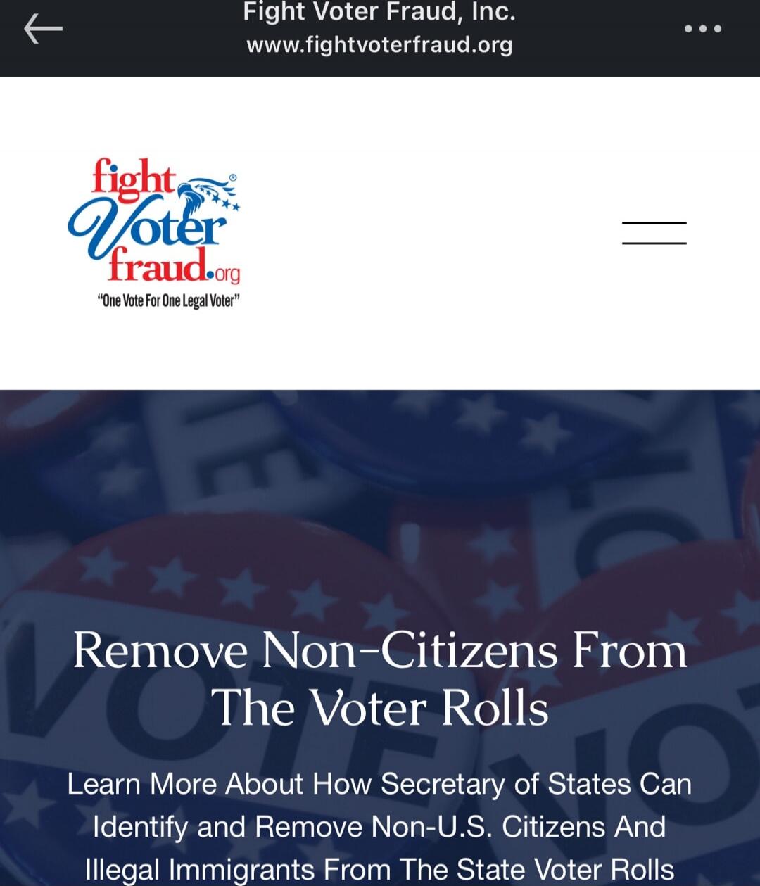 Fight Voter Fraud, Inc. www.fightvoterfraud.org Remove Non-Citizens From The Voter Rolls Learn More About How Secretary of States Can Identify and Remove Non-U.S. Citizens And Illegal Immigrants From The State Voter Rolls