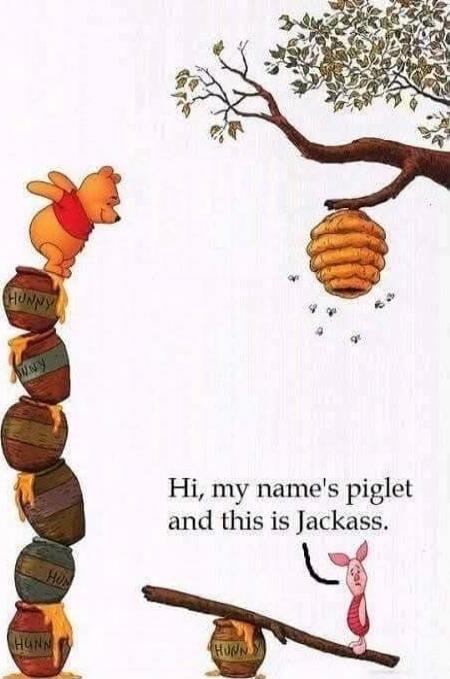 Hi, my name's piglet and this is Jackass.