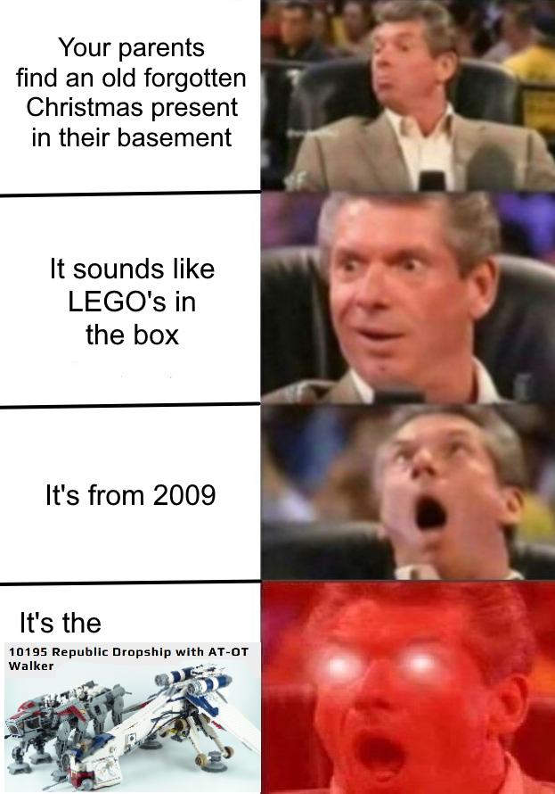 Your parents find an old forgotten Christmas present in their basement It sounds like LEGOs in the box Its from 2009 Its the 10195 Republic Dropship with AT oT walker gk