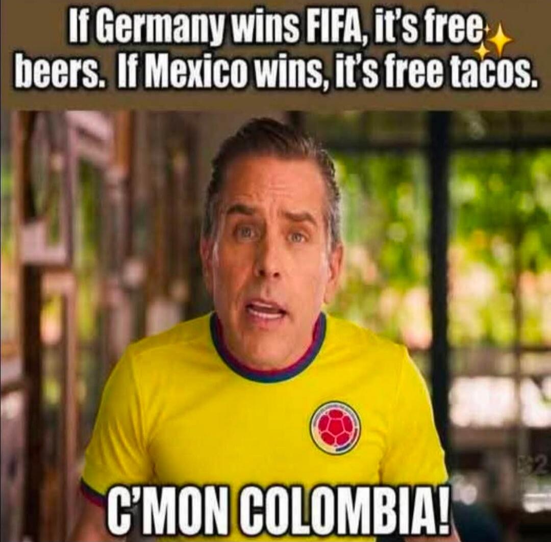 If Germany wins FIFA, it's free beers. If Mexico wins, it's free tacos. C'MON COLOMBIA!
