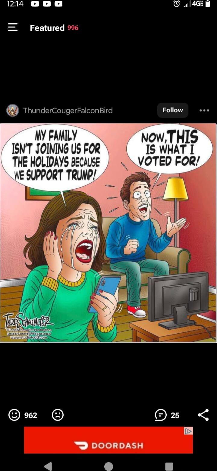 MY FAMILY ISN'T JOINING US FOR THE HOLIDAYS BECAUSE WE SUPPORT TRUMP! NOW, THIS IS WHAT I VOTED FOR!