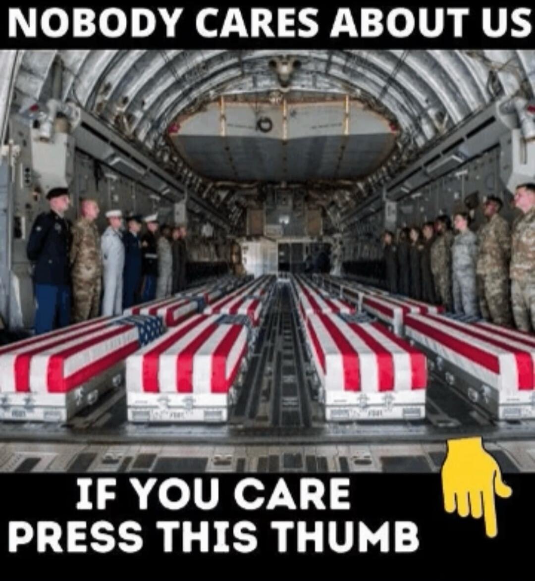 NOBODY CARES ABOUT US IF YOU CARE PRESS THIS THUMB