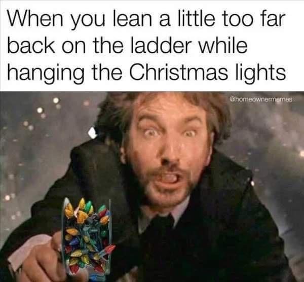 When you lean a little too far back on the ladder while hanglng the Christmas Ilghts