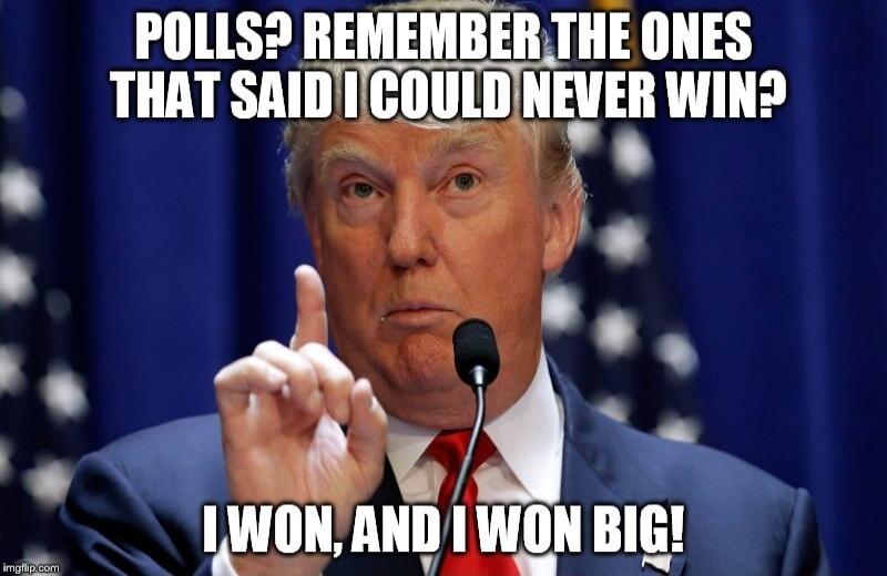 POLLS? REMEMBER THE ONES THAT SAID I COULD NEVER WIN? I WON, AND I WON BIG!
