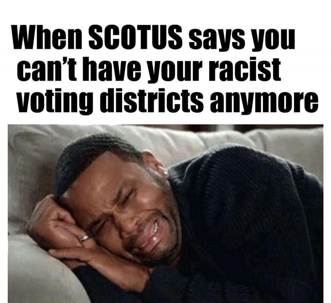 When SCOTUS says you can't have your racist voting districts anymore