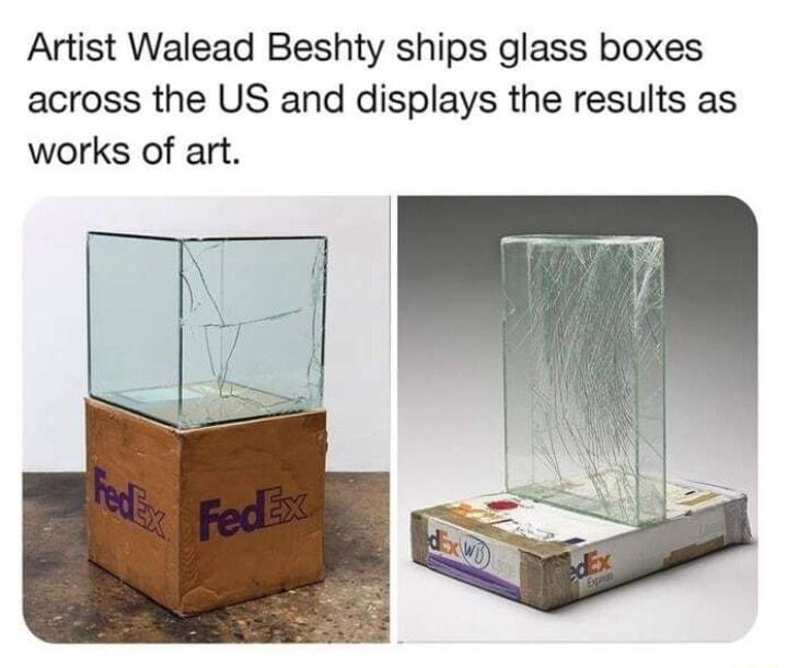 Artist Walead Beshty ships glass boxes across the US and displays the results as works of art