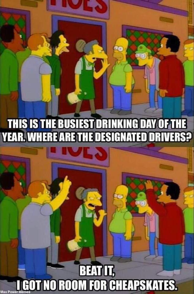 THIS IS THE BUSIEST DRINKING DAY OFTHE VEnIITWIlEllE ARE THE IIESIsIllTII IlIIIIEIIS