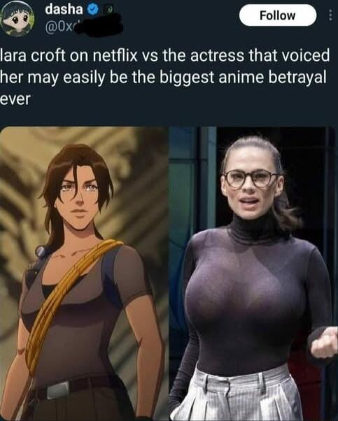 lara croft on netflix vs the actress that voiced her may easily be the biggest anime betrayal ever