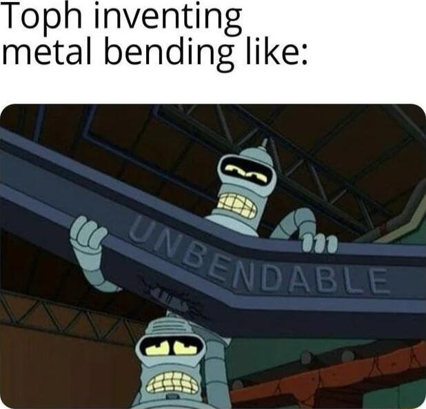 Toph inventing metal bending like