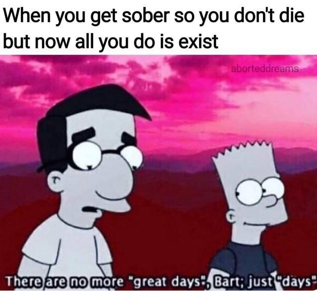When you get sober so you dont die but now all you do is exist T N LR AR 0 MG I ER