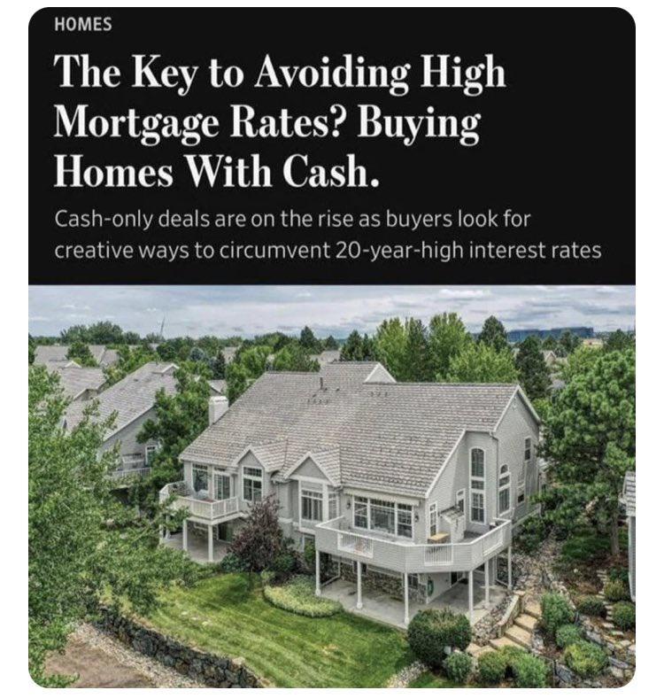 The Key to Avoiding High Mortgage Rates Buying Homes With Cash Cash only deals are on the ise as buyers look for ways to circumvent 20 year high interest rates