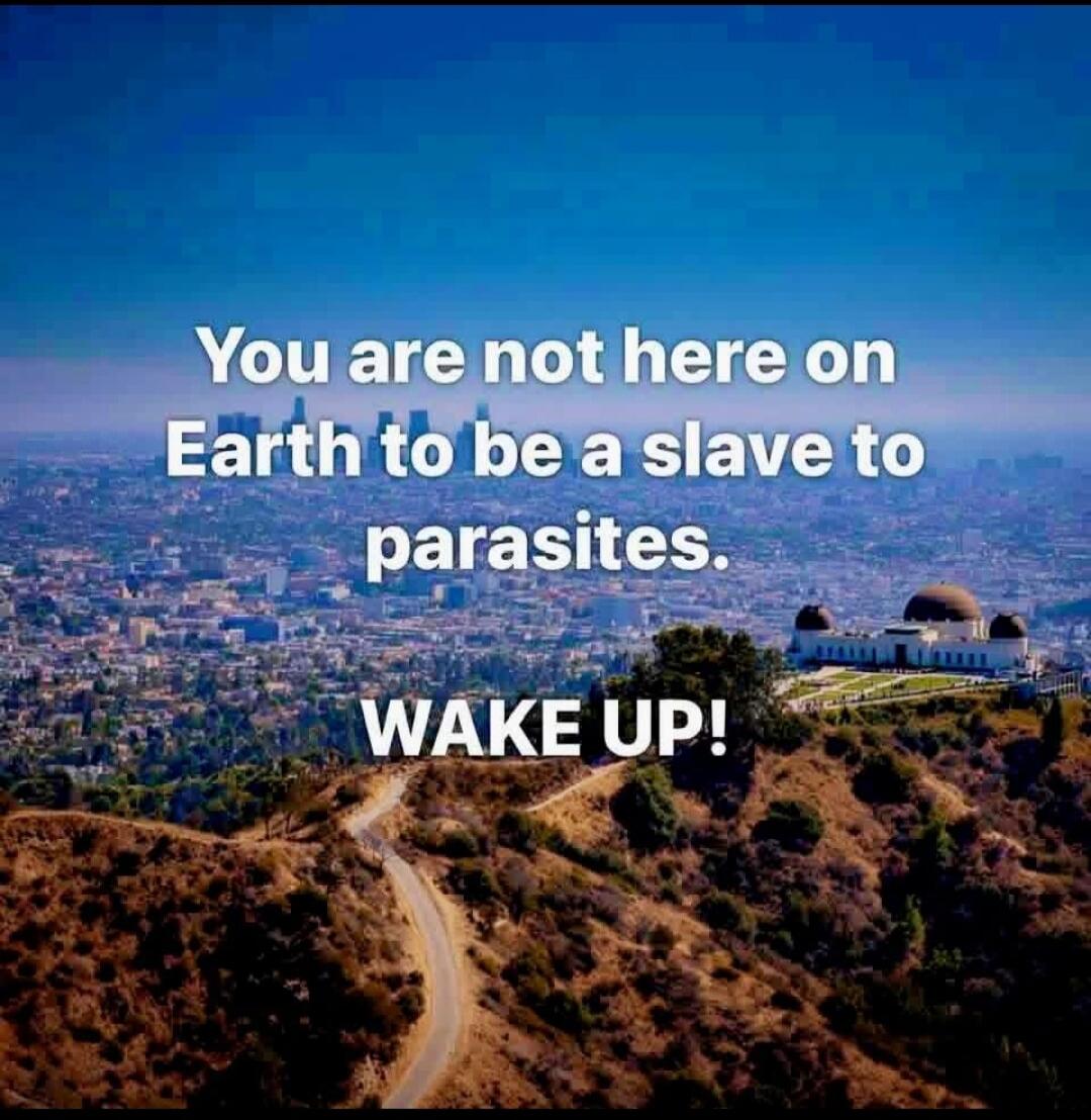 You are not here on Earth to be a slave to parasites. WAKE UP!