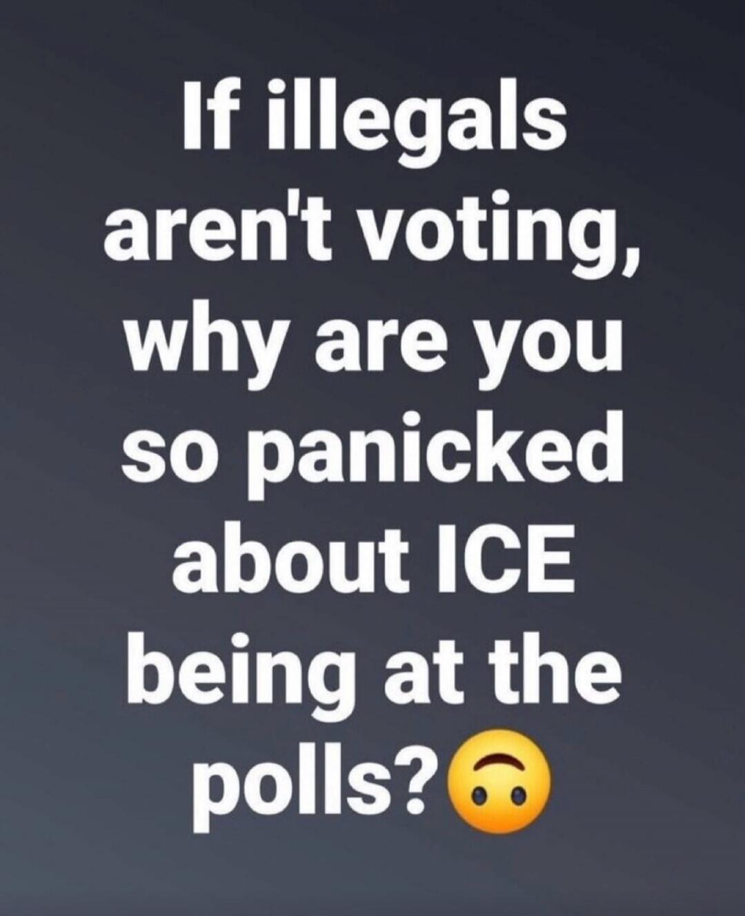 If illegals aren't voting, why are you so panicked about ICE being at the polls? 🙃