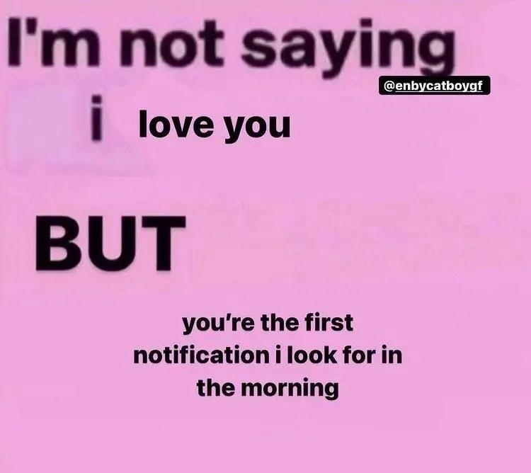 Im not saying loveyou BUT youre the first notification i look for in the morning