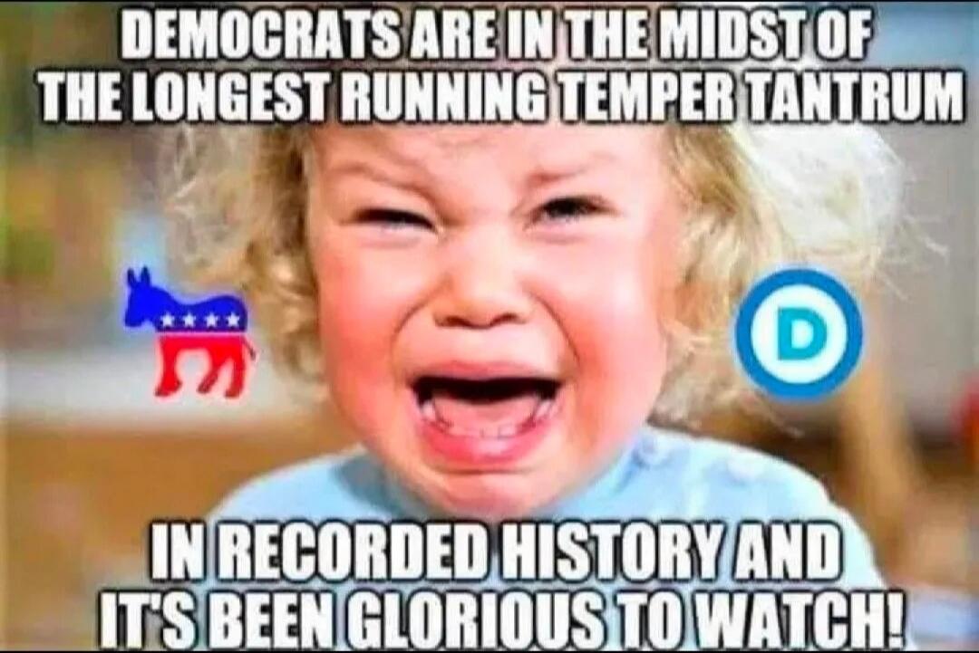DEMOCRATS ARE IN THE MIDST OF THE LONGEST RUNNING TEMPER TANTRUM IN RECORDED HISTORY AND IT'S BEEN GLORIOUS TO WATCH!