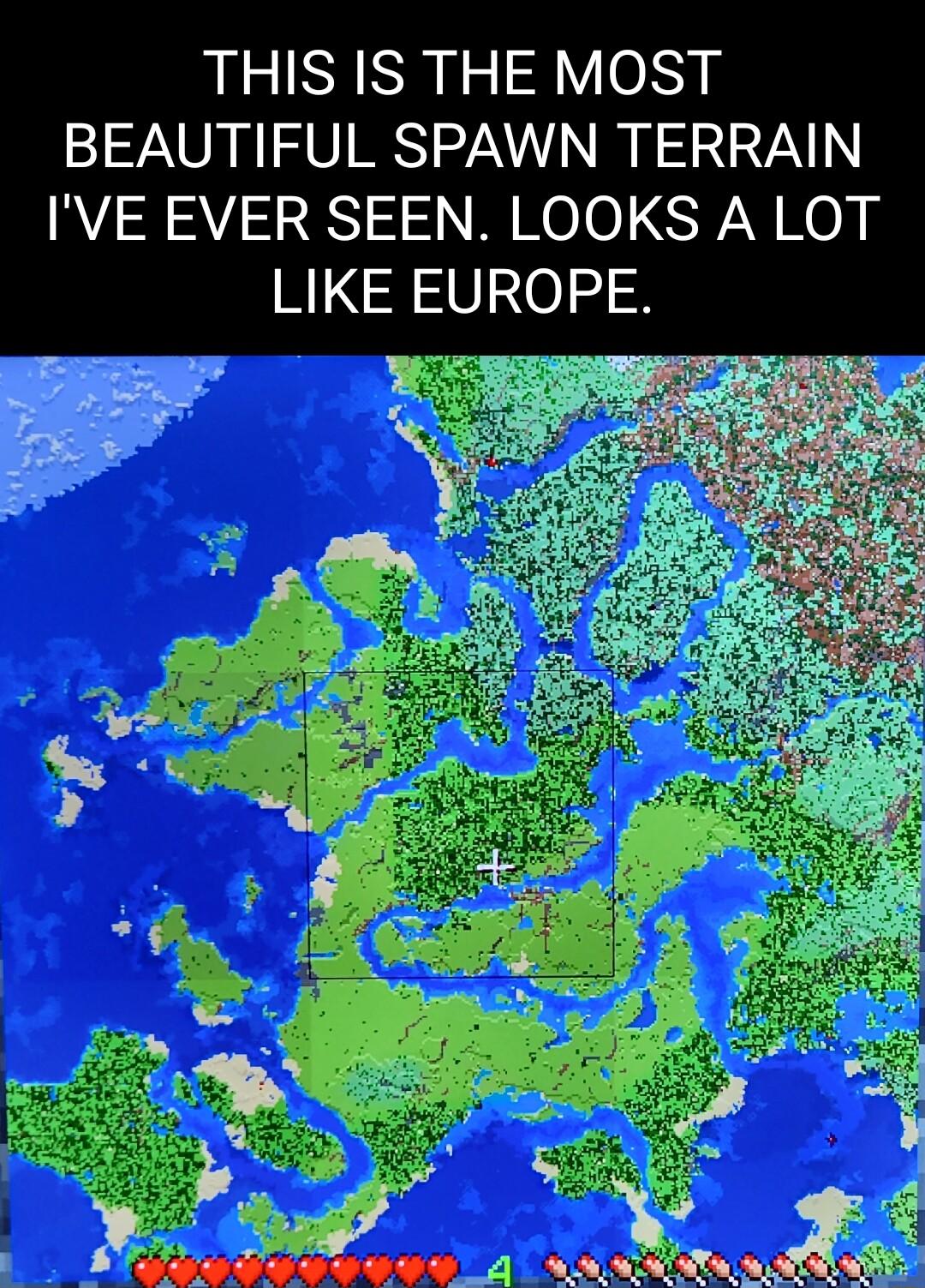 THIS IS THE MOST BEAUTIFUL SPAWN TERRAIN IVE EVER SEEN LOOKS A LOT LIKE EUROPE