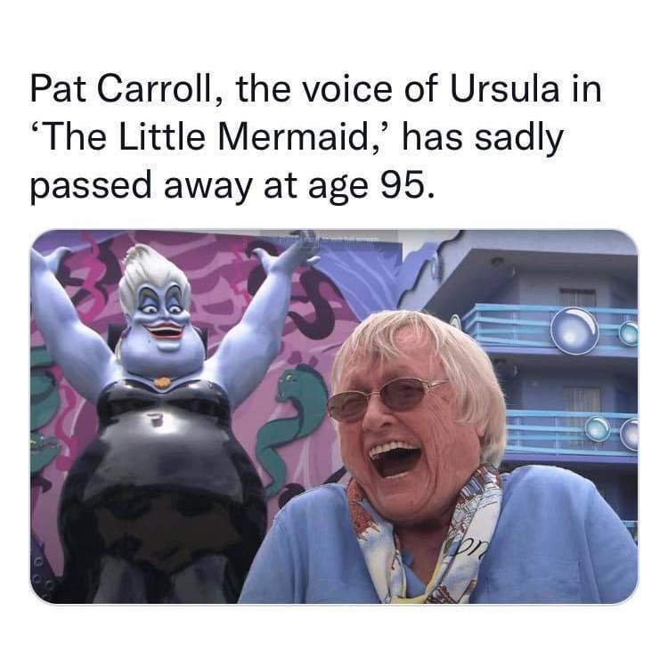 Pat Carroll the voice of Ursula in The Little Mermaid has sadly passed away at age 95