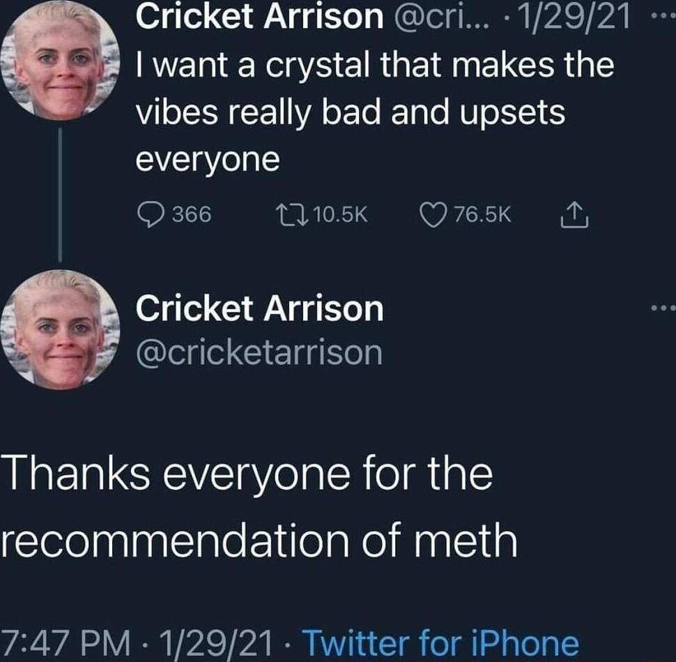 Cricket Arrison cri 12927 e I E RS IR E N E CER I NN CE A oETe g Te RUTo IS everyone Q366 12105 Q7esk D Cricket Arrison cricketarrison Thanks everyone for the elelninNaleElilelaNoifnnlslin 747 PM 12921 Twitter for iPhone