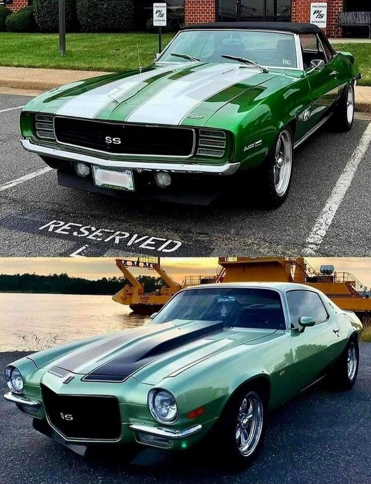 Reserved on pavement; SS badge on the front grille of the top car