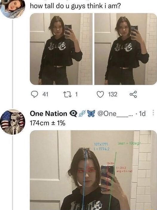 how tall do u guys think i am Qs 91 Q18 o One Nation One___ 1d 174cm 1