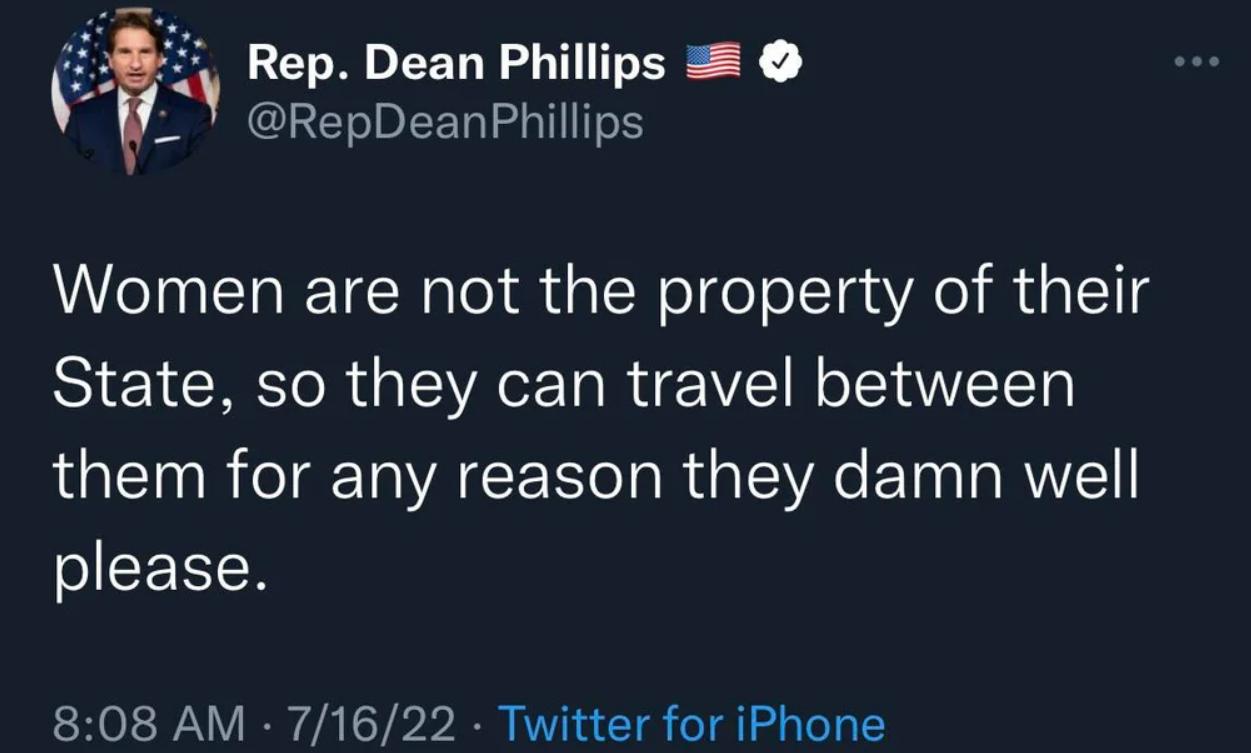 ELNLTEEREGH AR R CLETBEER G5 Women are not the property of their State so they can travel between them for any reason they damn well please 808 AM 71622 Twitter for iPhone