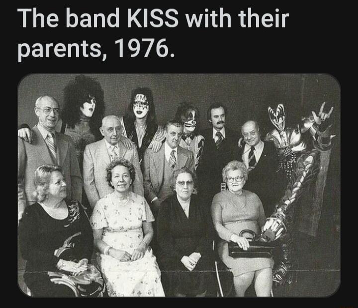 The band KISS with their parents 1976