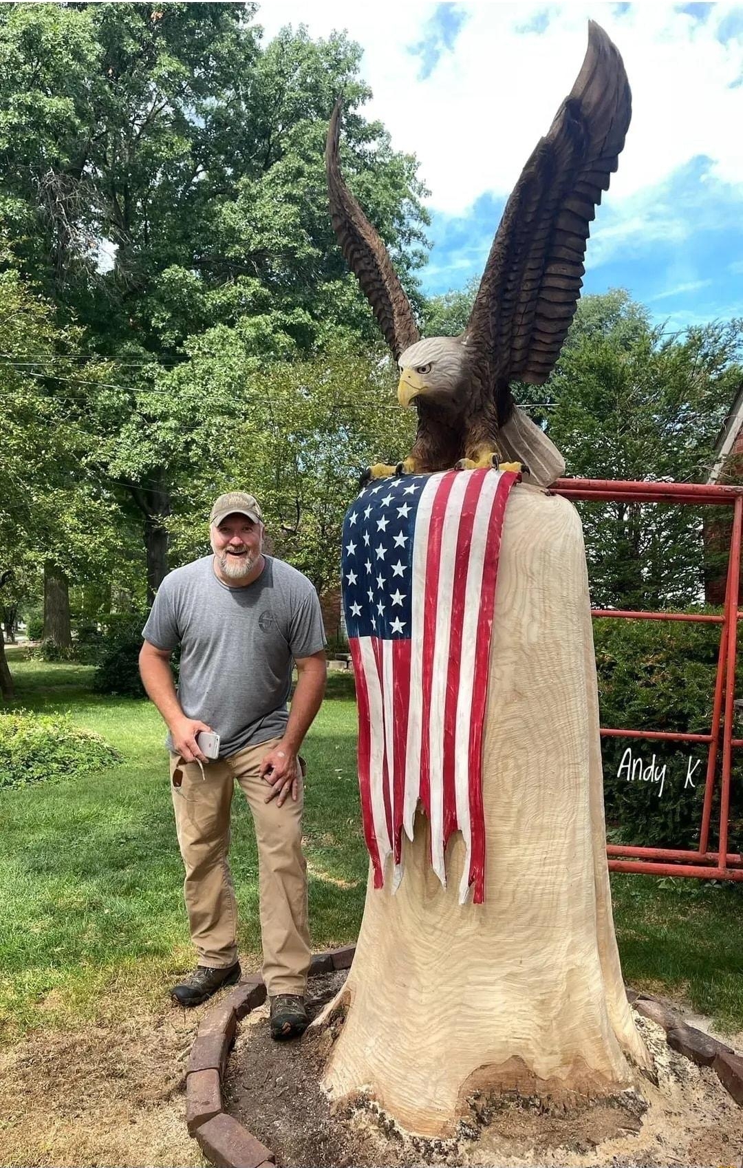 Arecent Eagle and American Flag that carved hope you like iti